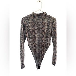 Ramisu Sheer Snakeskin Bodysuit Size Large